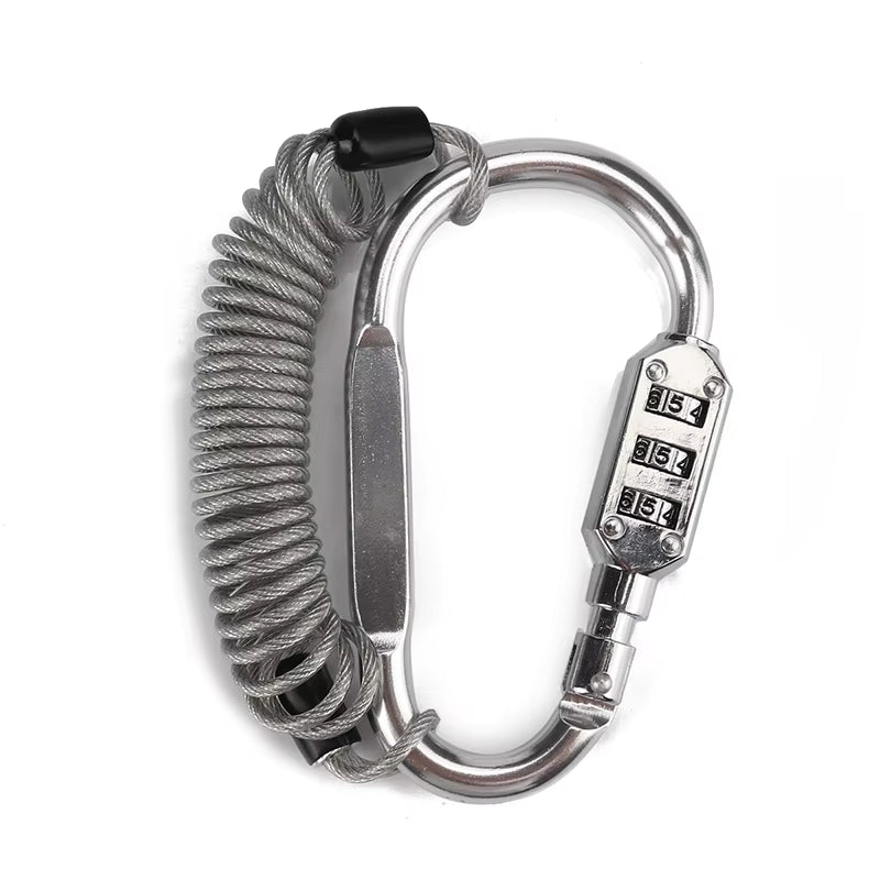 Motorcycle Helmet Lock with Steel Wire Cable Tough Combination PIN Lock Carabiner Fix for Motorcycle Bicycle Electric Scooter