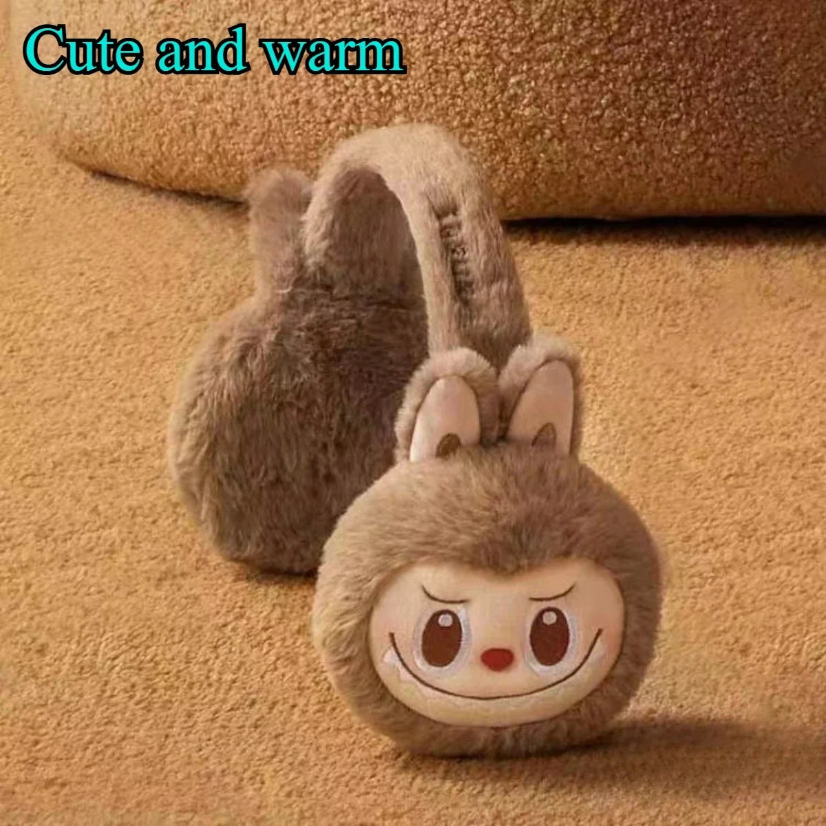 1Pcs Labubu Rabbit Plush Earmuffs Cute Girls Warm Ear Muffs Retractable Frostproof Earmuffs Students Adults Children Can Use