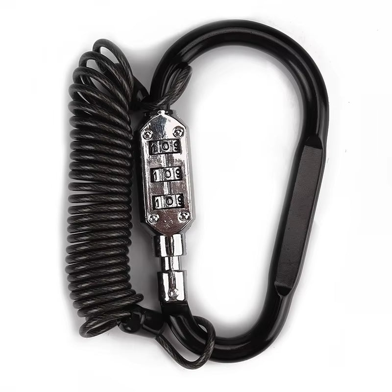 Motorcycle Helmet Lock with Steel Wire Cable Tough Combination PIN Lock Carabiner Fix for Motorcycle Bicycle Electric Scooter