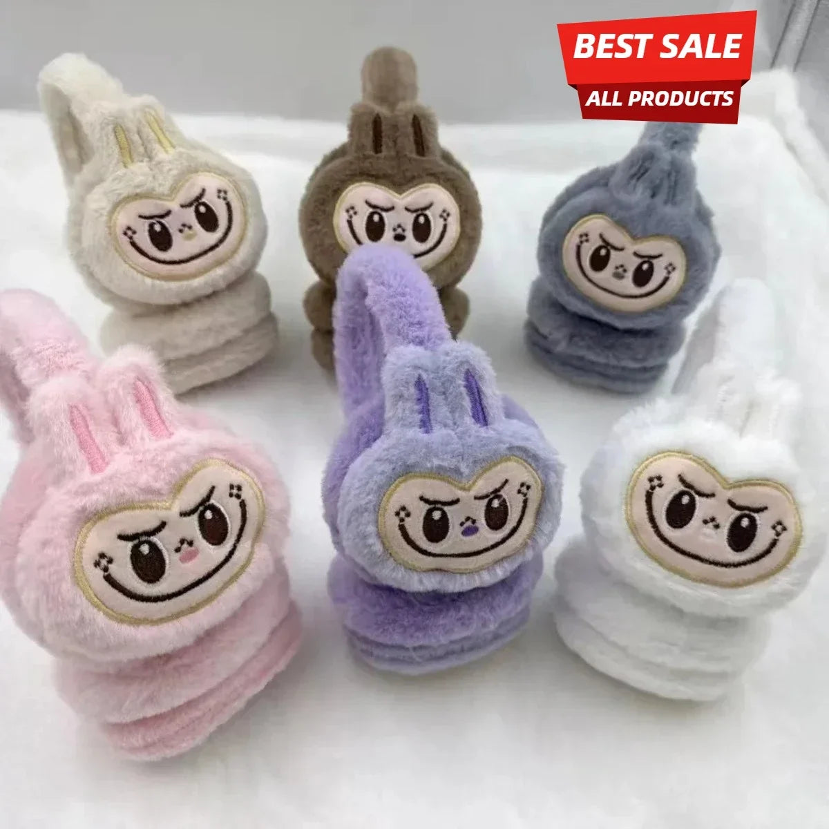 1Pcs Labubu Rabbit Plush Earmuffs Cute Girls Warm Ear Muffs Retractable Frostproof Earmuffs Students Adults Children Can Use