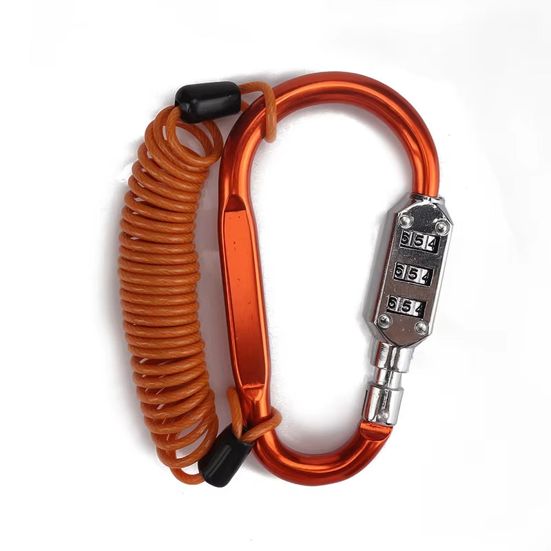 Motorcycle Helmet Lock with Steel Wire Cable Tough Combination PIN Lock Carabiner Fix for Motorcycle Bicycle Electric Scooter