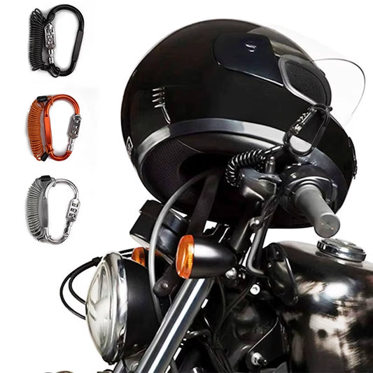 Motorcycle Helmet Lock with Steel Wire Cable Tough Combination PIN Lock Carabiner Fix for Motorcycle Bicycle Electric Scooter
